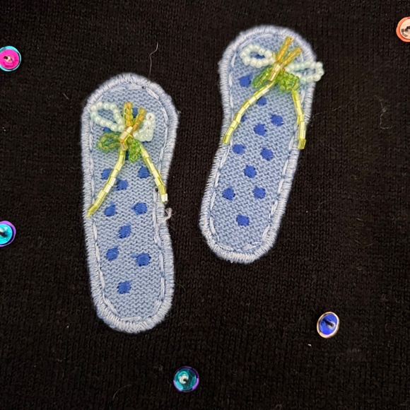 Marissa Studios Black Flip Flop Sequins Cardigan Sweater M - Picture 6 of 9